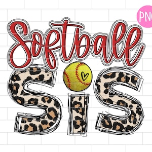 Softball Sister PNG, Softball Sis, Leopard Softball Sister Sublimation Design Downloads