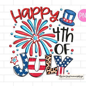 Happy 4th of July PNG, Independence Day, Leopard Sublimation Design Downloads