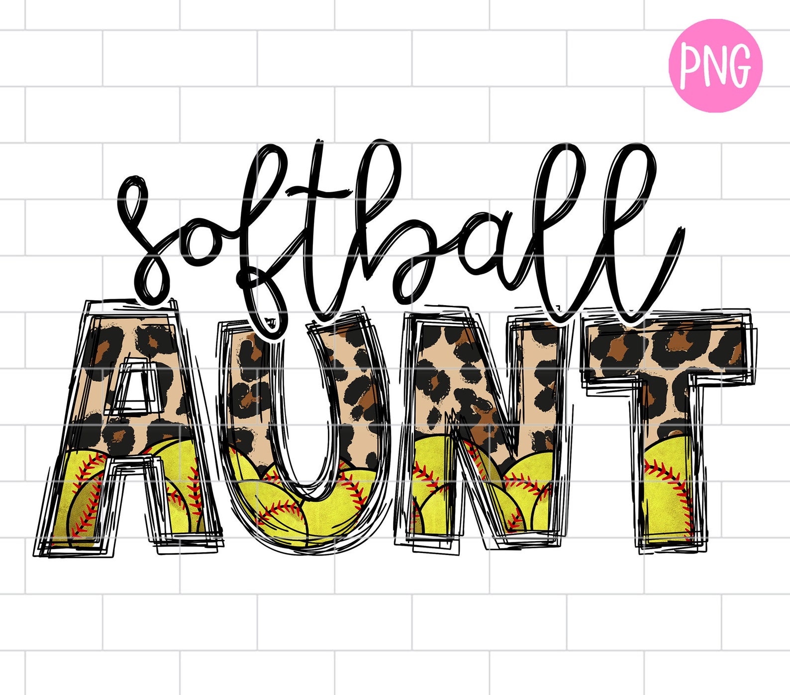 Softball Aunt PNG Softball Aunt Sublimation Design Downloads Etsy