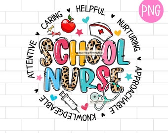 School Nurse PNG, Leopard, Back To School, Summer, Sublimation Design Downloads