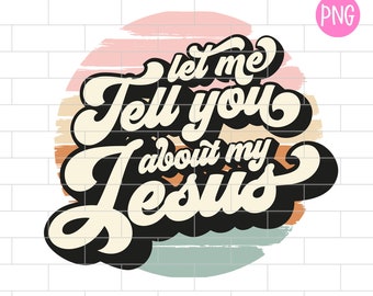 Puede incluir: Déjame contarte sobre mi Jesús. Un gráfico de estilo retro con un fondo de puesta de sol y un mensaje escrito a mano en negro y crema.