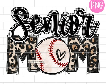 Senior Baseball Mom Black PNG, Senior 2026 Sublimation Design Downloads