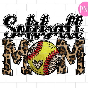 Softball Mom Black PNG, Leopard, Sublimation Design Downloads