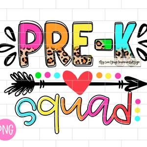 Pre-K Squad PNG, Back To School, Pre K Teacher, First Day Of School, Leopard, Sublimation Design Downloads