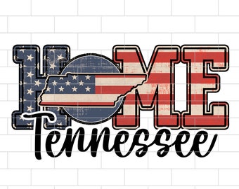 Tennessee Home American Flag PNG: Patriotic Sublimation Design (Digital Download)