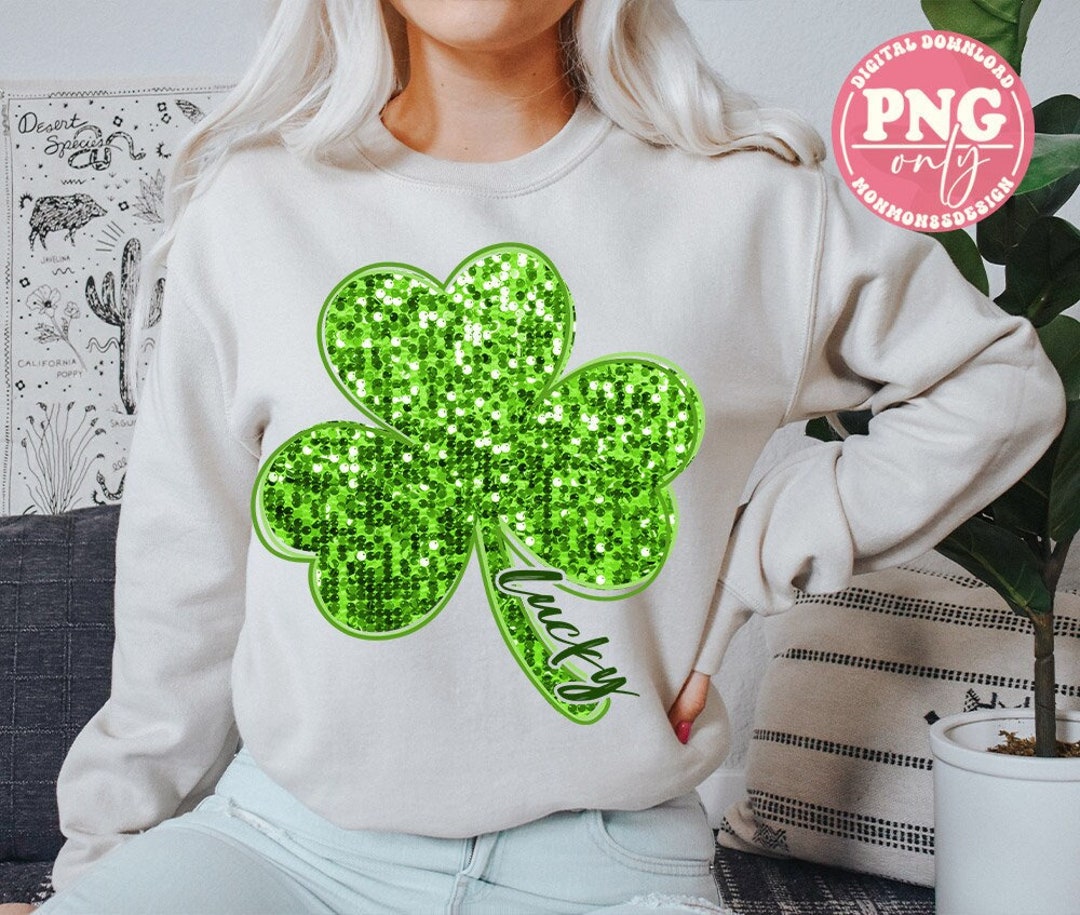 Shamrock PNG, Lucky, Glitter, Faux Sequin, Kids, Mama, Teacher, St ...