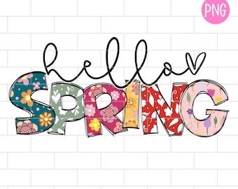 Hello Spring PNG: Floral Easter Sublimation Design (Digital Download)