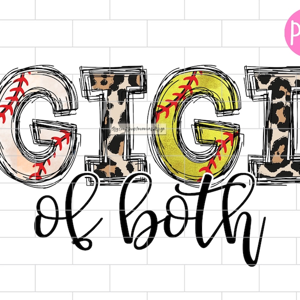 Baseball and Softball Gigi PNG, Gigi Of Both, Leopard Sublimation Design Downloads