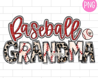 Baseball Grandma Leopard PNG, Red, Sublimation Design Downloads