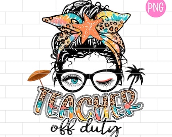 Teacher Off Duty PNG: Tie Dye Leopard Summer Design (Digital Download)