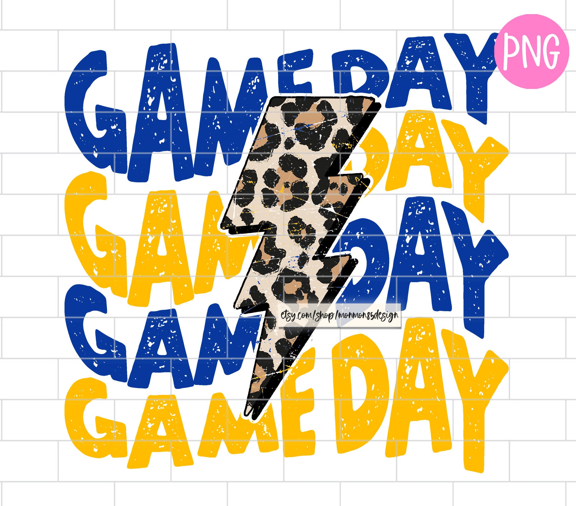 Game Day PNG, Blue and Gold, Game Day Vibes, Football, Leopard