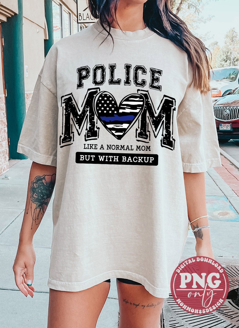 Police Mom PNG: Blue Line Heart Sublimation Design (Digital Download) image 3
