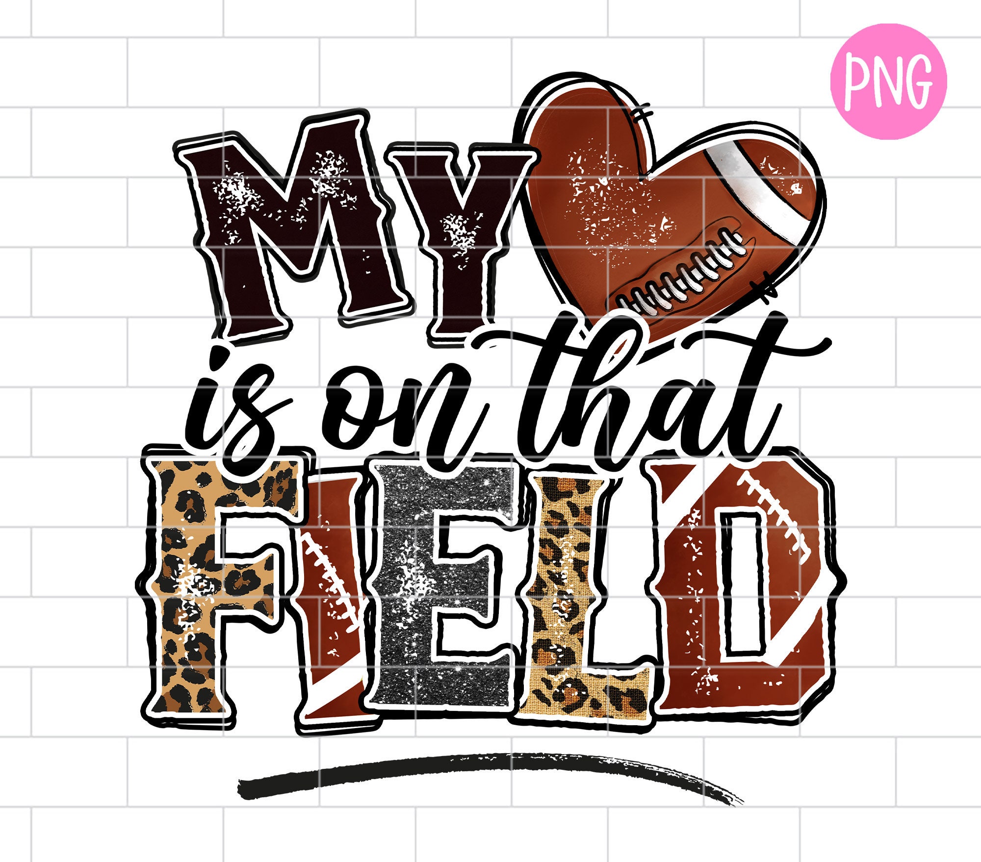 My Heart is on That Field Football PNG Leopard Heart - Etsy