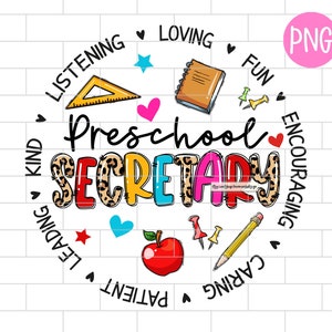 Preschool Sekretärin Png, Office Squad Png, Office Lady, Back to School, Kader, Erster Schultag, Crew, Sublimation Design Downloads
