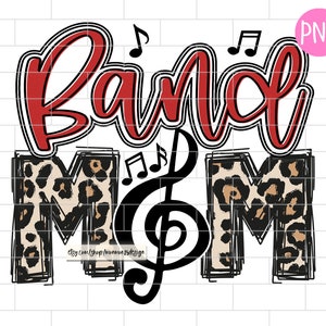 Band Mom Red PNG, Mom, Leopard Sublimation Design Downloads
