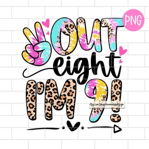 9th Birthday Girl Tie Dye Leopard PNG - Sublimation Design (Digital Download)