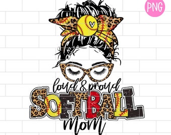 Leopard Softball Mom PNG: Loud & Proud Design (Digital Download)