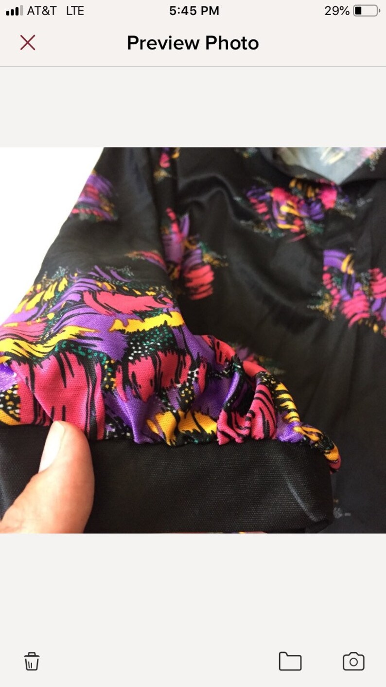 Vintage 70\u2019s blouse women\u2019s xxl purple yellow floral print