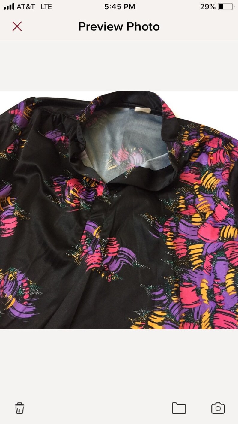 Vintage 70\u2019s blouse women\u2019s xxl purple yellow floral print