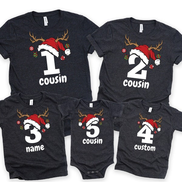 Christmas Alphabet Cousin Matching Shirts, Cousins Christmas Name Shirt, Monogrammed Cousin Christmas Shirt,Personalized Xmas Cousin T-Shirt