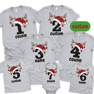 Christmas Alphabet Cousin Matching Shirts, Cousins Christmas Name Shirt, Monogrammed Cousin Christmas Shirt,Personalized Xmas Cousin T-Shirt