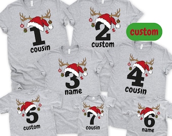 Christmas Alphabet Cousin Matching Shirts, Cousins Christmas Name Shirt, Monogrammed Cousin Christmas Shirt,Personalized Xmas Cousin T-Shirt