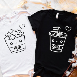 Matching Couple Shirts, Popcorn Cola Shirt, Couple Shirts, His and Hers, Best Friends Tee Shirt, BFF Shirts, Cute Couple T-Shirts, Pop Cola image 1