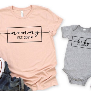 Mommy And Baby Outfits, Mommy EST.2022, Baby EST.2022, Mummy And Me Shirts, Mommy Baby Matching Set, Mother's Day Gift, New Mom Gift Tee