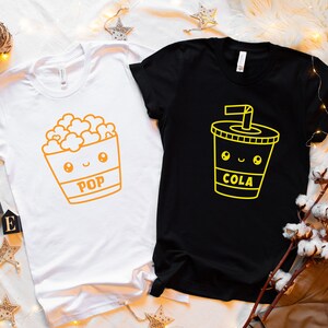 Matching Couple Shirts, Popcorn Cola Shirt, Couple Shirts, His and Hers, Best Friends Tee Shirt, BFF Shirts, Cute Couple T-Shirts, Pop Cola image 2