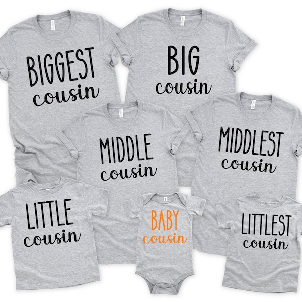 Matching Cousin Shirts, Cousin Crew Shirt, Big Cousin Shirt, Biggest Cousin, Littlest Cousin, Baby Cousin Bodysuit, Cousin Reunion T-shirts