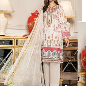 Munira Lawn 3pc Suit Designer Outfit | Stitched | Summer Eid Wear | Original | Ready to Wear Salwar Kameez| Ethnic Party Wear|modest wear