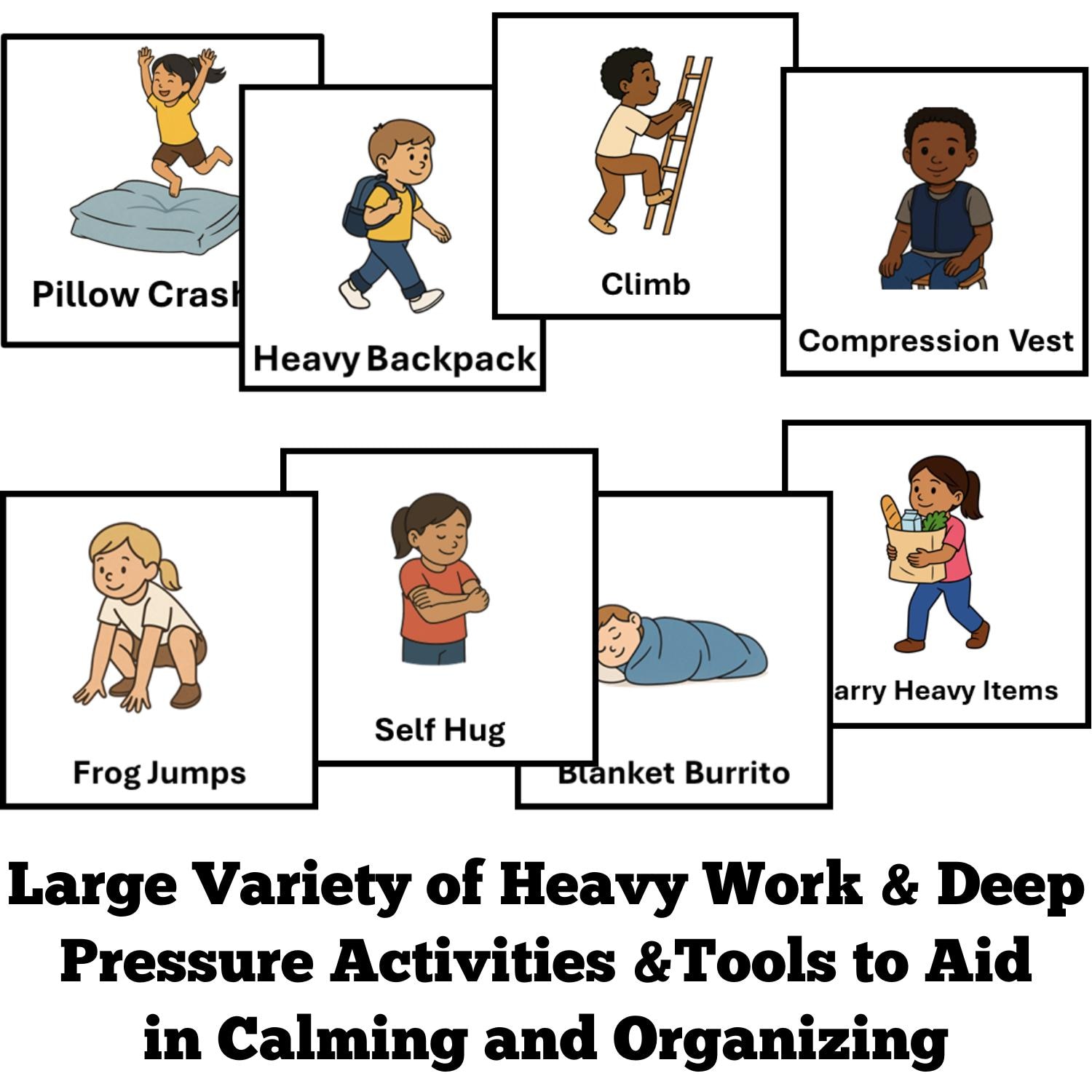Proprioception Heavy Work & Deep Pressure Visuals - Choice Boards for ...