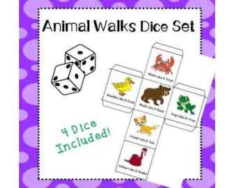 Animal Walk Dice Game: Sensory Movement Brain Break for Kids (PDF Download