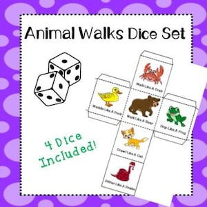 Animal Walk Dice Game - Sensory Movement & Brain Break Printable for Kids - OT Gross Motor Activity