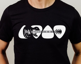 Guitar svg file art Electric guitarist pick artsy theme - Guitar player music notes svg graphic silhouette