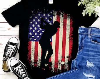 Patriotische Golf SVG Bundle USA Flagge Golfer Silhouette Vintage Distressed Golf PNG Cricut Dateien Sofort-Downloads