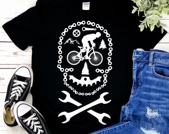 Mountain bike svg files, cool skull skeleton face design, artsy cyclist graphics, perfect instant download