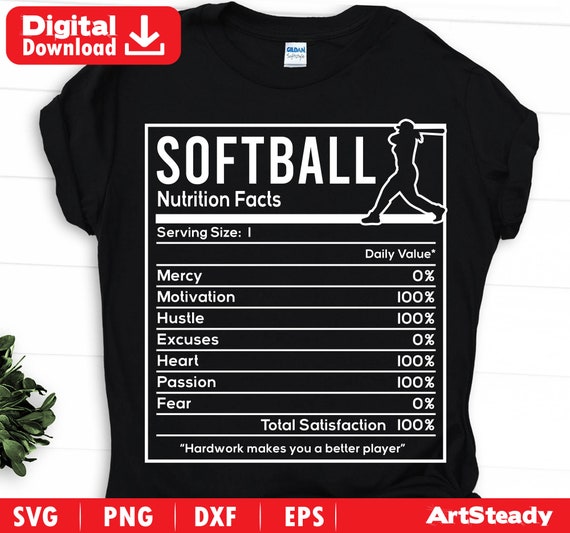 Softball Svg Files Funny Nutrition Facts Theme Female Etsy UK