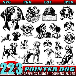 Pointer Dog SVG Bundle | DXF Dog Cutting Files | Pointer Silhouette Designs | Digital Files for Cricut | Commercial Use Included