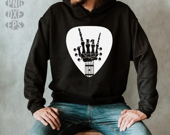 Guitar SVG and PNG Bundle with Rock Skeleton Hand, Music Notes, Chord Art - Perfect for Instant Download