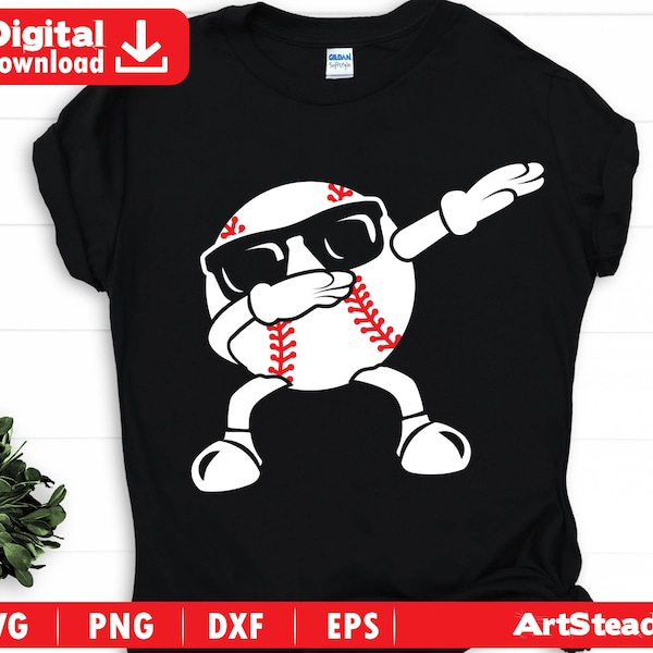 Baseball svg or Softball svg files - cool dabbing baseball with sunglasses  instant download