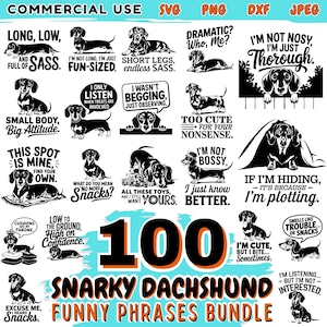 Snarky teckel SVG-bundel | Grappige zinnen | Teckelcitaten voor Cricut | Digitale bestanden om te knutselen | Commercieel gebruik