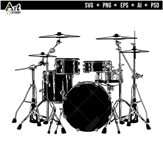 Drum Svg Files Drum Set Graphic Drawing Drummer Svg Musician Etsy