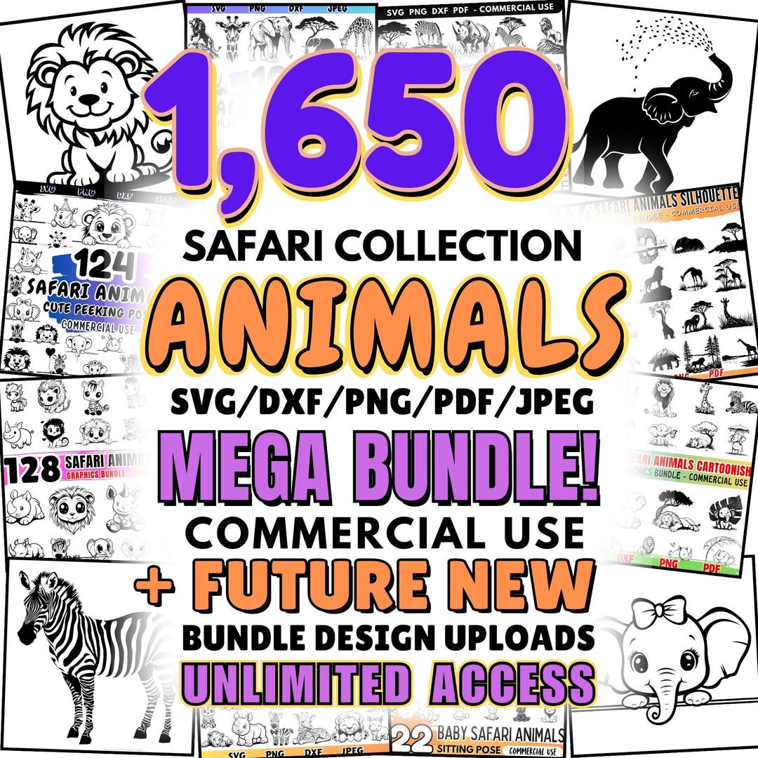Safari Animals Mega Bundle SVG | DXF Bundle | Cricut Cut Files | Jungle ...