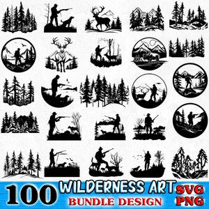 Laser engraving files Wilderness art theme bundle Svg Png Dxf  - glowforge files Engrave instant digital downloads