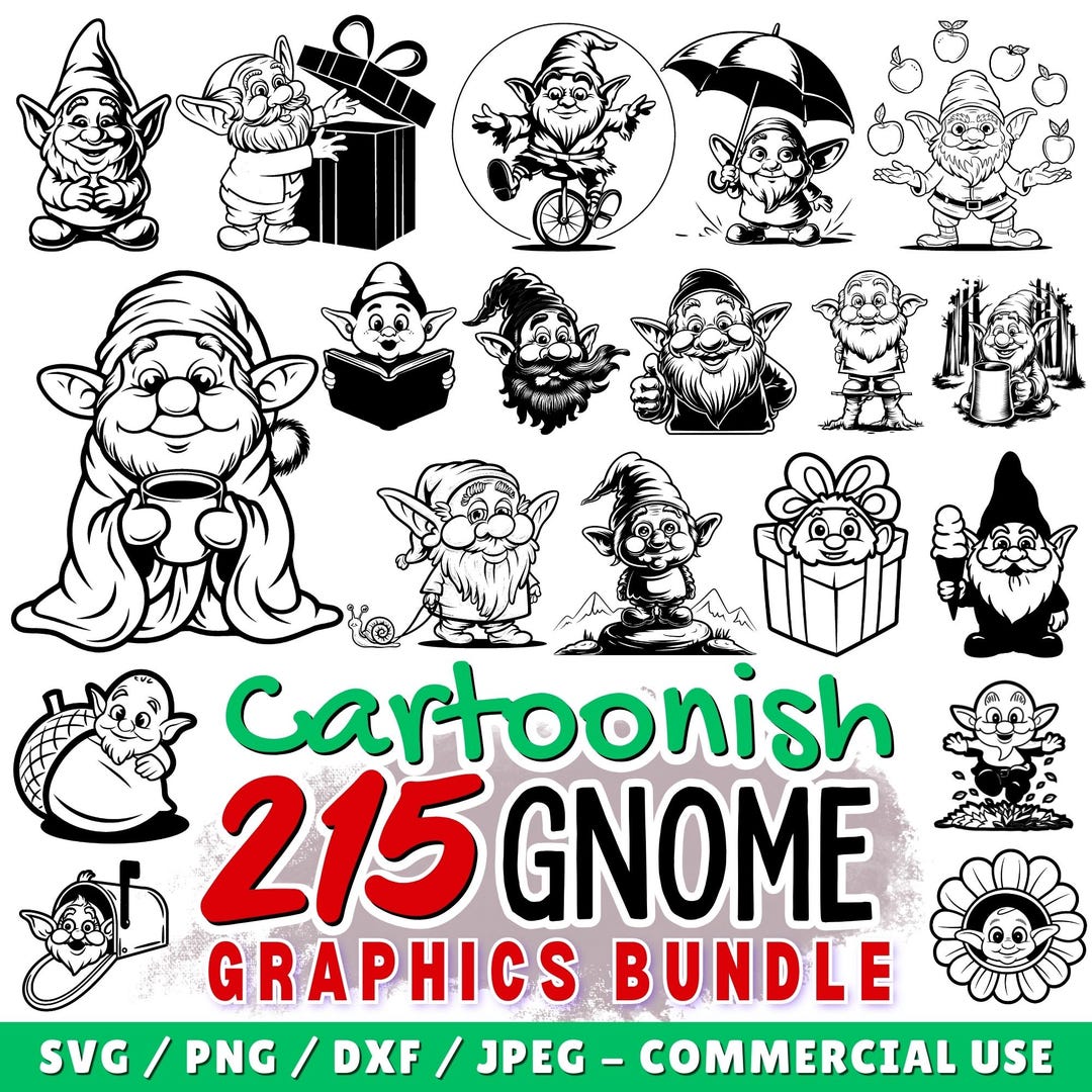 Cartoonish Gnome SVG Bundle | Cute Gnome Cut Files for Cricut | Gnome ...