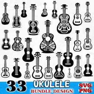 Ukulele uke guitar Bundle SVG, PNG instant digital downloads