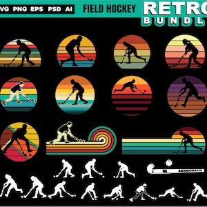 Field hockey svg files  - Field hockey RETRO BUNDLE Field hockey sports instant digital downloads