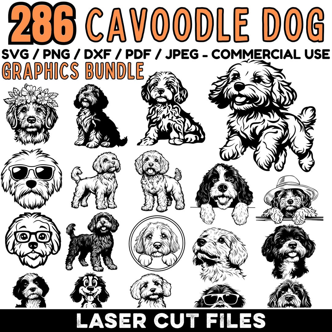 Cavoodle Dog DXF Bundle | Cavapoo Laser Cut Files | Cavoodle CNC ...