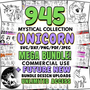 Unicorn Mega Bundle SVG Unicorn Svg Files per Cricut Unicorn Silhouette SVG / Unicorn Clipart Bundle Unicorn SVG Cut Files / Uso commerciale